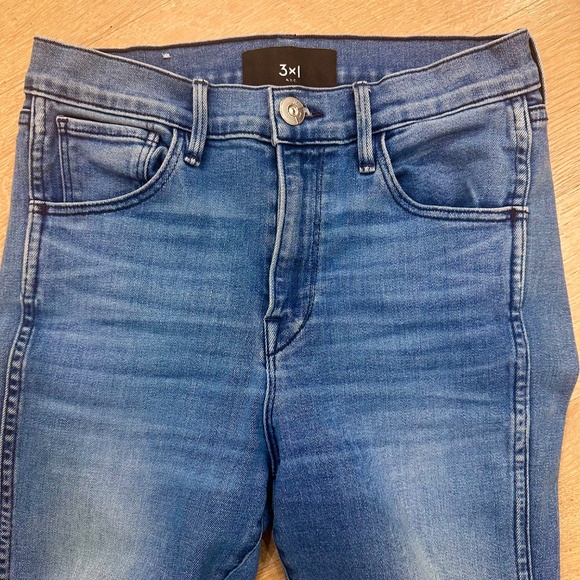 3x1 NYC Lewis Cut 1608 Med Wash Straight Leg Raw Hem High Waist Jeans Size 26 - Picture 3 of 9